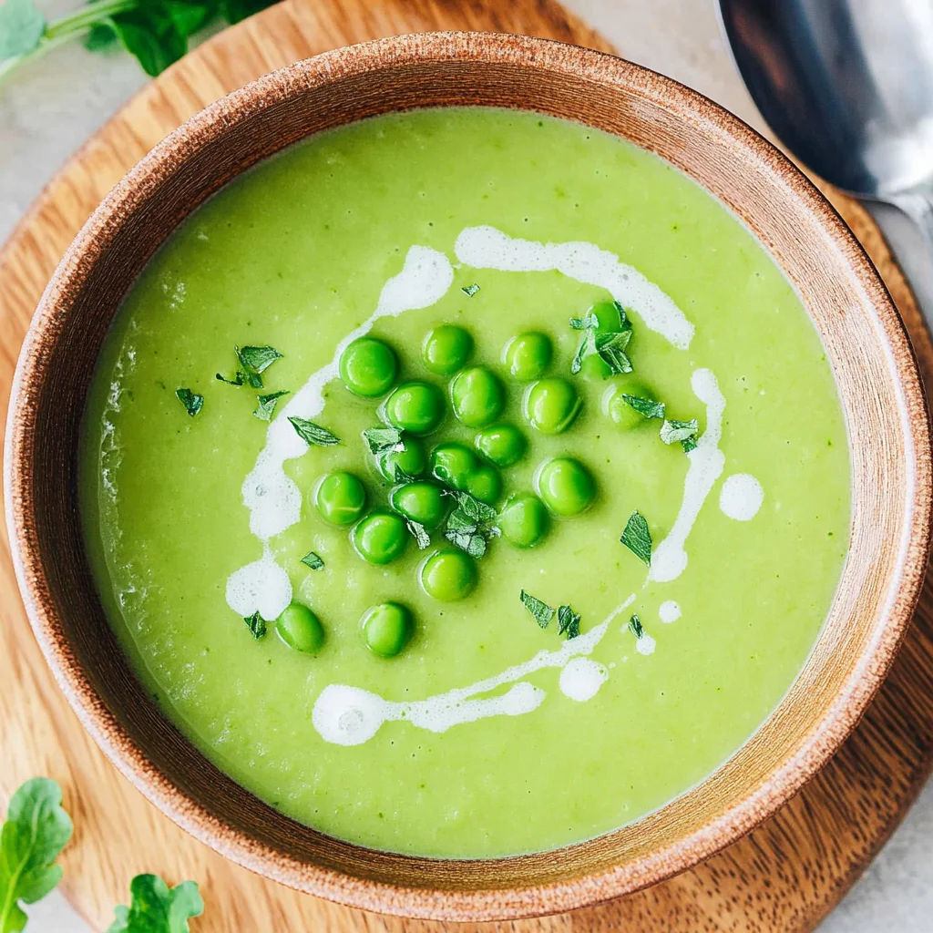 Feine Erbsensuppe mit gefrorenen Erbsen