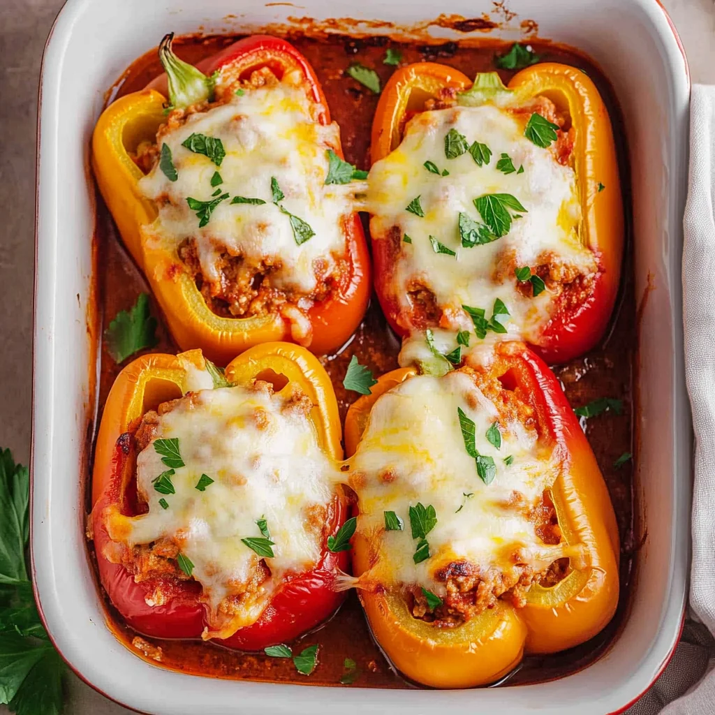 Gefüllte Paprika mit Hackfleisch im Ofen
