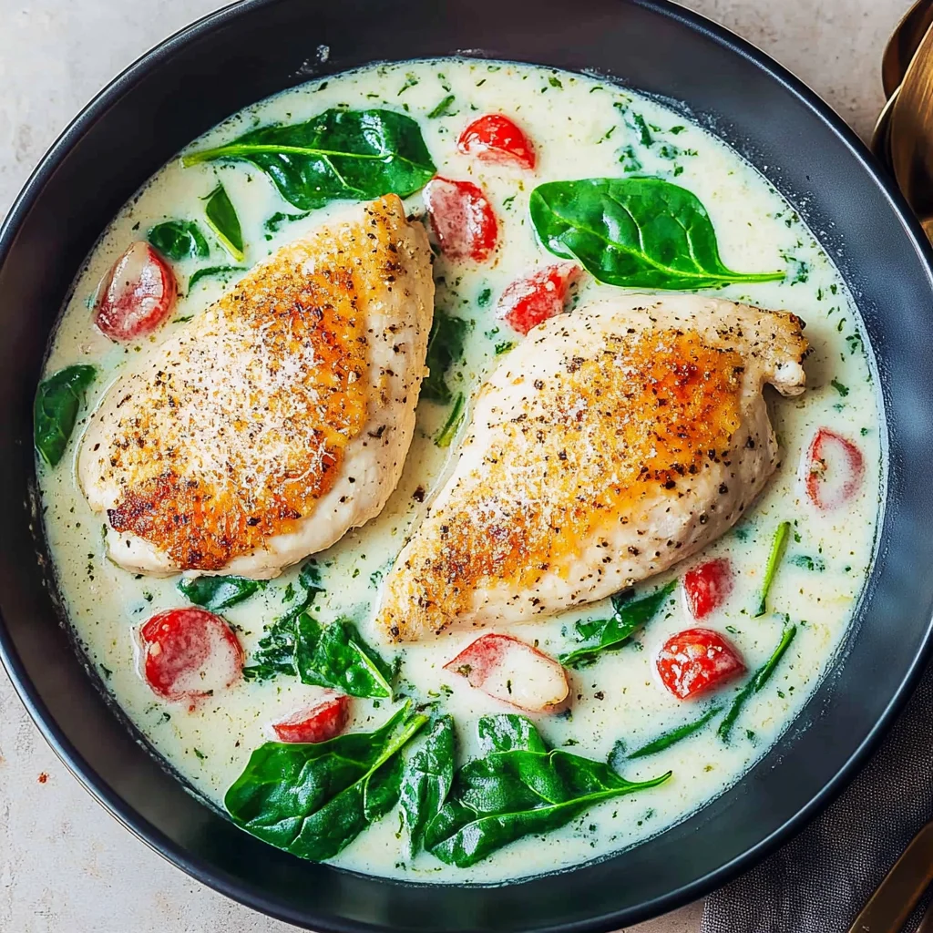 Parmesan-Hähnchen mit Spinat