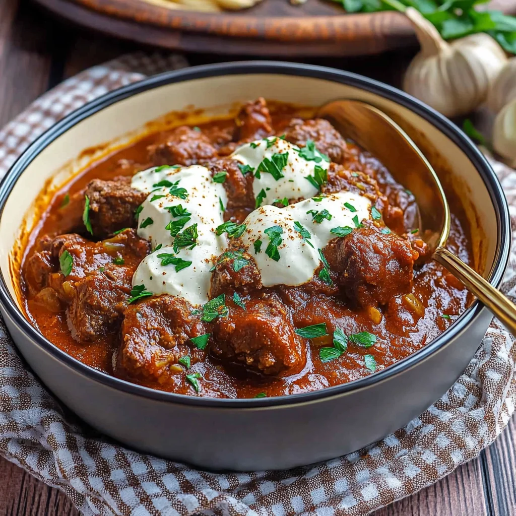 Rindergulasch Rezept mit RotTraubensaft - ganz zart wie von Oma