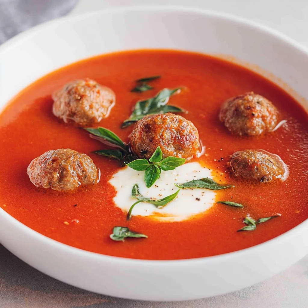 Tomatensuppe mit Hackbällchen
