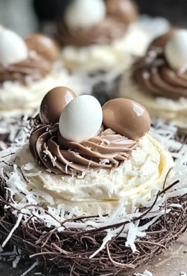 Baiser-Nester mit Schokocreme
