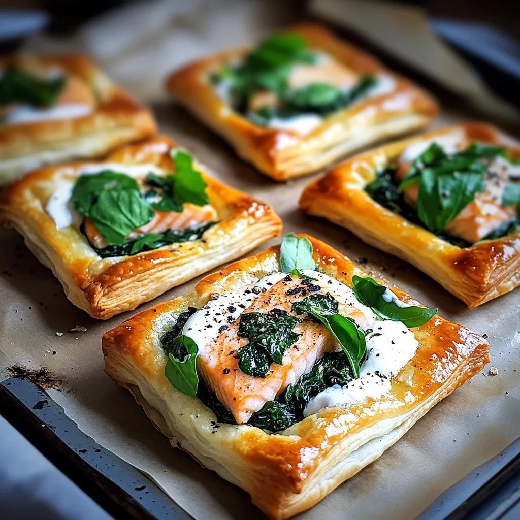 Blätterteig mit Lachs und Spinat