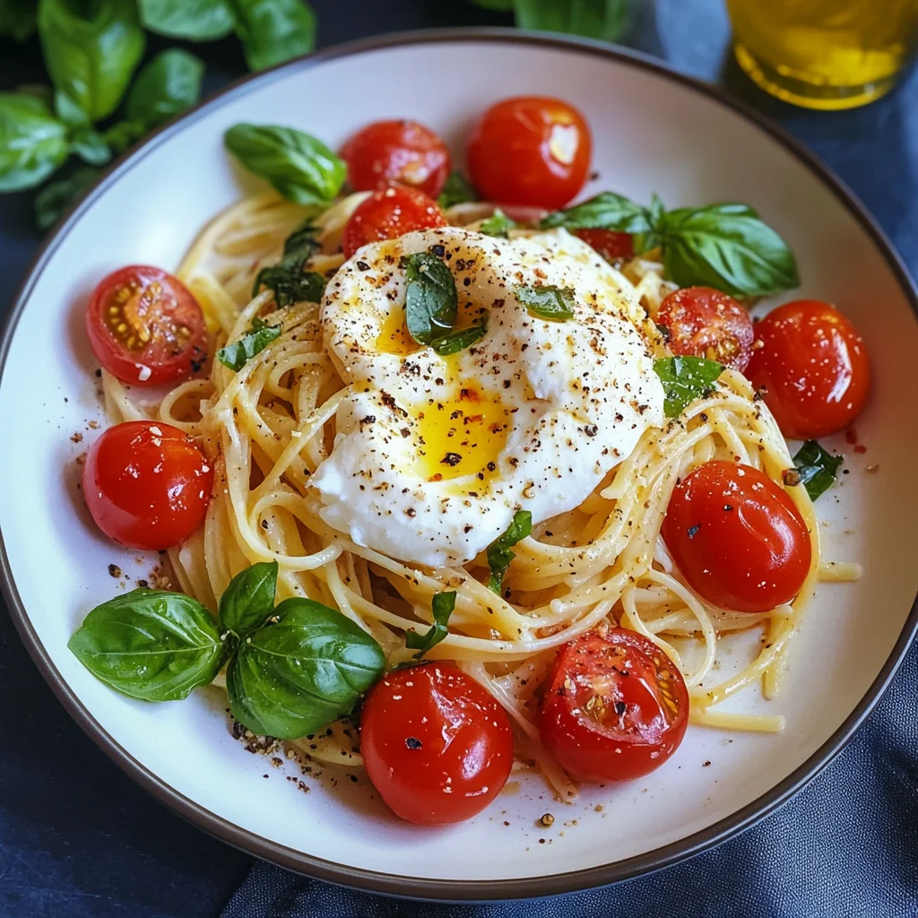 Burrata-Pasta mit Tomaten, einfaches Rezept